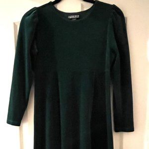 Formal Green Velvet Long Sleeve Empire Waist Girls Dress